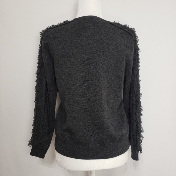 J Crew Collection Fringe Sleeve Lambswool Sweater - Picture 4 of 6
